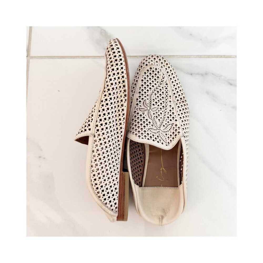 Anthropologie Lola Cruz Palm Perforated Ballet Flat Slides US8 EU38 - Picture 3 of 15